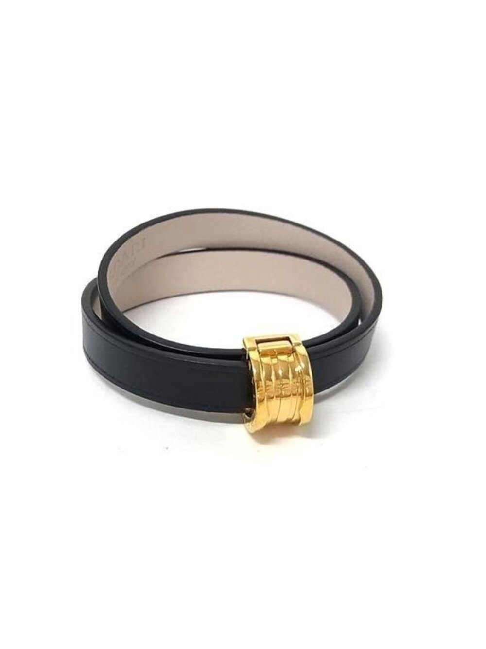 Bvlgari Bracelet B.Zero1 2 Heavy Black Leather Gold